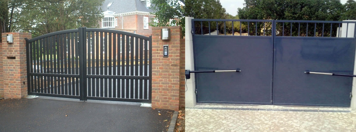 A imagem mostra dois exemplos de tipos de portão.